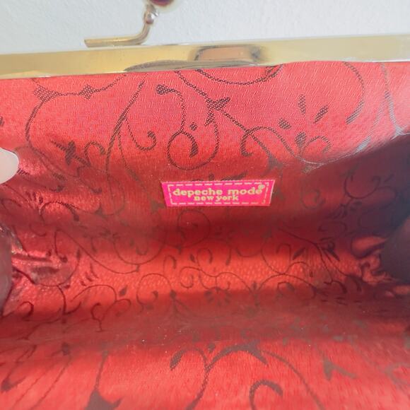 Depeche Mode New York Snakeskin Print Kiss Lock Clutch Vintage Satin Lined Bag - Picture 7 of 8